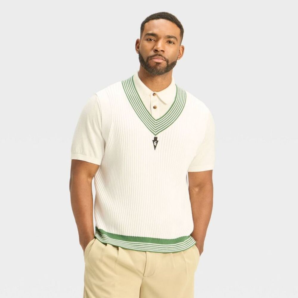 Houston White -  Men's Ribbed V-Neck Sleeveless Pullo White